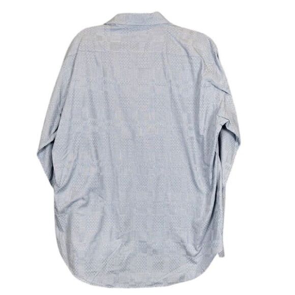 Thomas Dean Button Front Shirt Navy Blue White Abstract Square Print Size XL - Picture 3 of 10